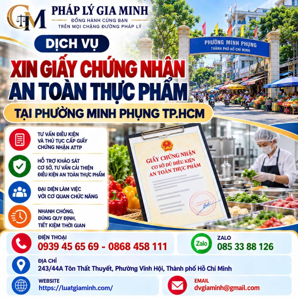 Xin giấy chứng nhận ATTP tại phường Minh Phụng TP.HCM