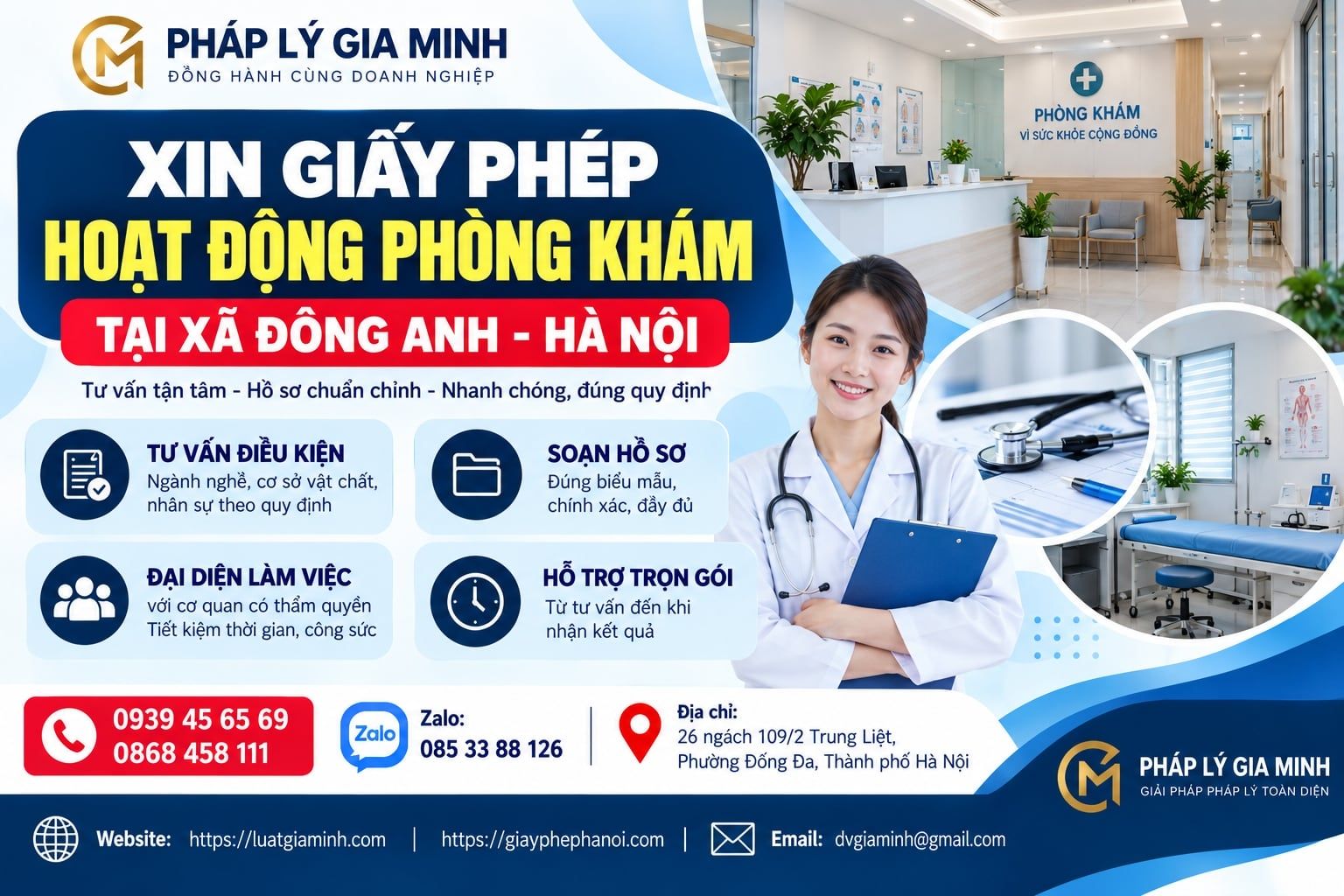 Xin giấy phép hoạt động phòng khám tại xã Đông Anh Hà Nội