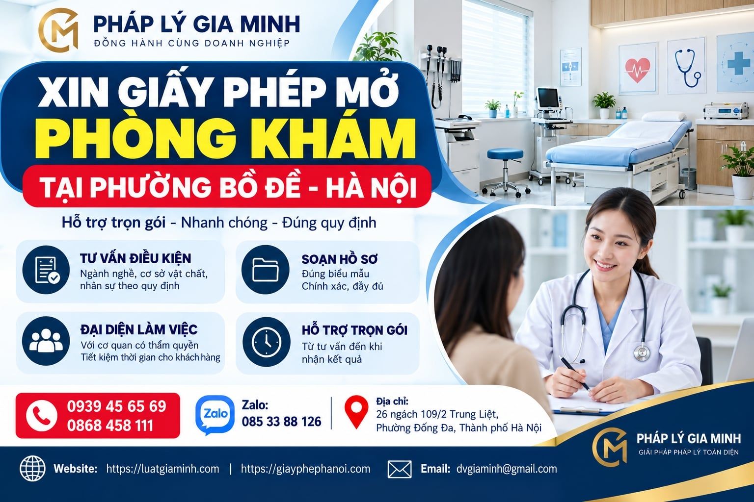 Xin giấy phép mở phòng khám tại phường Bồ Đề Hà Nội